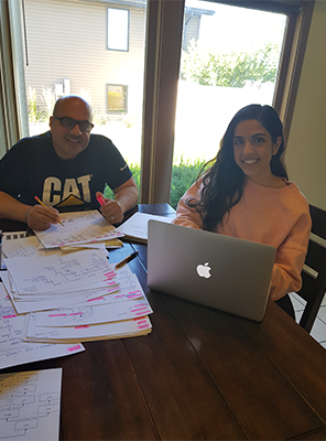 Working on the project with my daughter, Naydeen